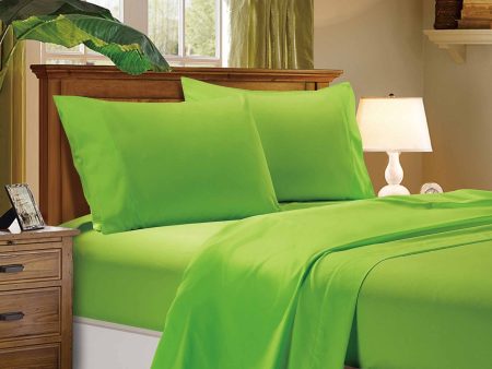 1000TC Ultra Soft Single Size Bed Green Flat & Fitted Sheet Set Online now