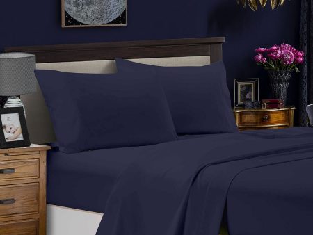 1000TC Ultra Soft Single Size Bed Midnight Blue Flat & Fitted Sheet Set Online