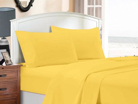 1000TC Ultra Soft Single Size Bed Yellow Flat & Fitted Sheet Set Online