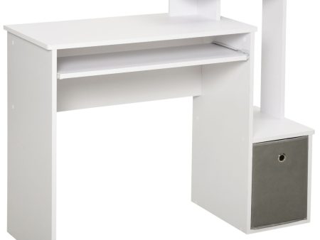 Easycomfort Scrivania Moderna per PC con Mensola Porta Tastiera, Ripiano e Cassetto in Tessuto, in Legno, 100x40x86.6cm, Bianco Online Hot Sale