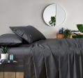 Vintage Washed 100% Cotton Sheet Set with 2 Pillowcases - Charcoal - King Size For Cheap