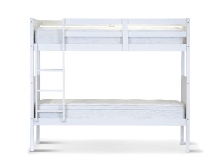 Zinnia Single Bunk Bed Frame Solid Rubber Timber Wood Loft Furniture - White Sale