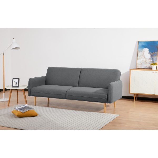 Celia 3 Seater Sofa Queen Bed Fabric Uplholstered Lounge Couch - Mid Grey Fashion