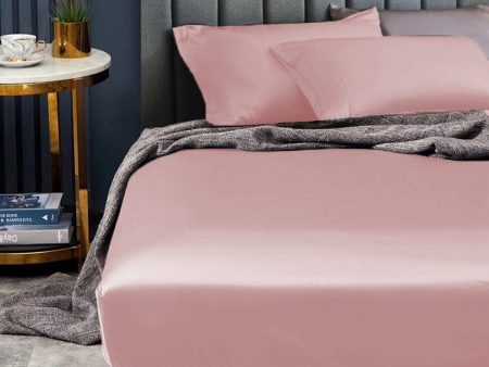 Ramesses 1500TC Elite Egyptian Cotton Sateen Fitted Sheet Combo Set Rose Pink Single Hot on Sale