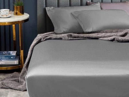 Ramesses 1500TC Elite Egyptian Cotton Sateen Fitted Sheet Combo Set Grey Mega King Online Hot Sale