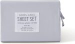 Vintage Washed 100% Cotton Sheet Set with 2 Pillowcases - Silver - Queen Size on Sale