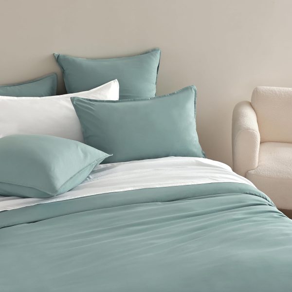 Vintage Washed Microfibre Quilt Cover Set (2Pcs) - Seafoam - Single Size Online Hot Sale