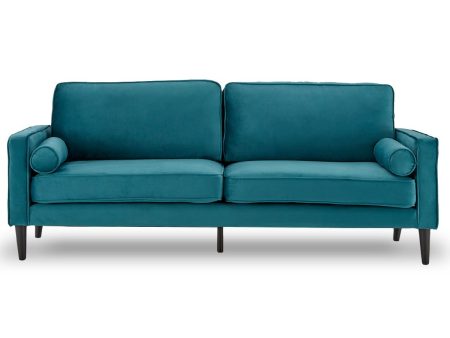 Sarantino Faux Velvet Sofa Bed Couch Furniture Lounge Suite Seat Blue on Sale