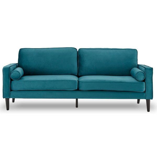 Sarantino Faux Velvet Sofa Bed Couch Furniture Lounge Suite Seat Blue on Sale