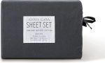 Vintage Washed 100% Cotton Sheet Set with 2 Pillowcases - Charcoal - Queen Size Discount