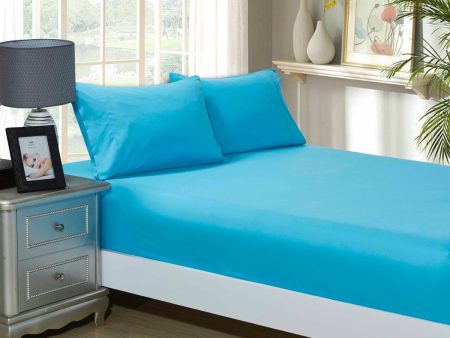 1000TC Ultra Soft Fitted Sheet & Pillowcase Set - King Single Size Bed - Light Blue Hot on Sale