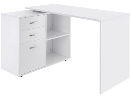 Easycomfort Scrivania Angolare per Computer da Ufficio con Cassettiera 117×83.5×76cm Bianco Supply