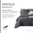 100% Cotton Vintage Washed Bed Quilt Cover Set (2Pcs) - Charcoal - Single For Cheap