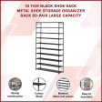 10 Tier Black Shoe Rack Metal Shoe Storage Organizer Rack 50-Pair Large Capacity Supply