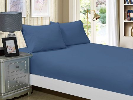 1000TC Ultra Soft Fitted Sheet & Pillowcase Set - Single Size Bed - Greyish Blue Online