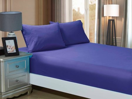 1000TC Ultra Soft Fitted Sheet & Pillowcase Set - Single Size Bed - Royal Blue For Discount