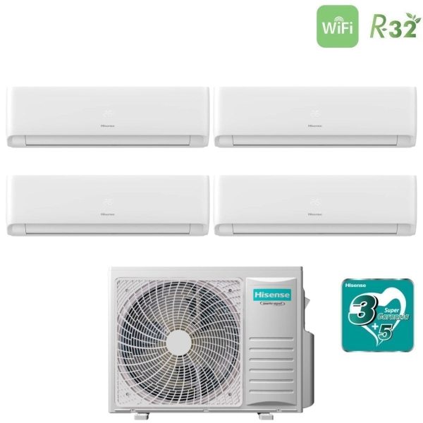 Climatizzatore Condizionatore Hisense Quadri Split Inverter serie ECOSENSE 9+9+9+18 con 4AMW105U4RAA R-32 Wi-Fi Integrato 9000+9000+9000+18000 Supply