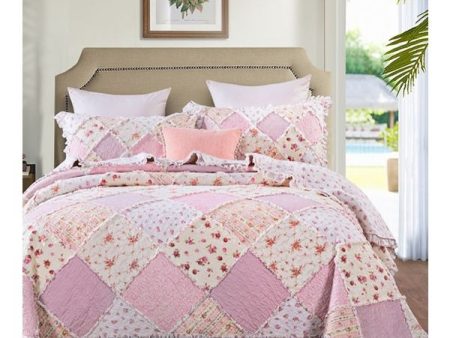 Sarah Rose 100% Cotton Quilted 2 pcs Bedspread Coverlet Set King Single Online Sale