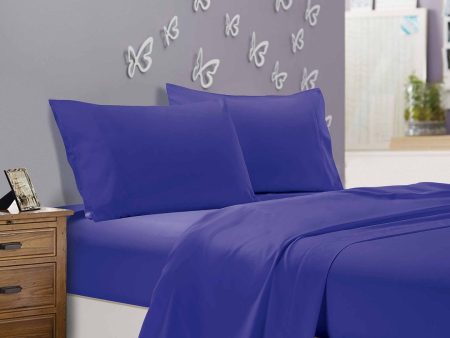 1000TC Ultra Soft Single Size Bed Royal Blue Flat & Fitted Sheet Set Online