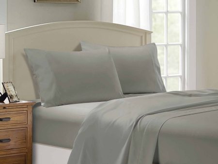 1000TC Ultra Soft Single Size Bed Grey Flat & Fitted Sheet Set Online Sale