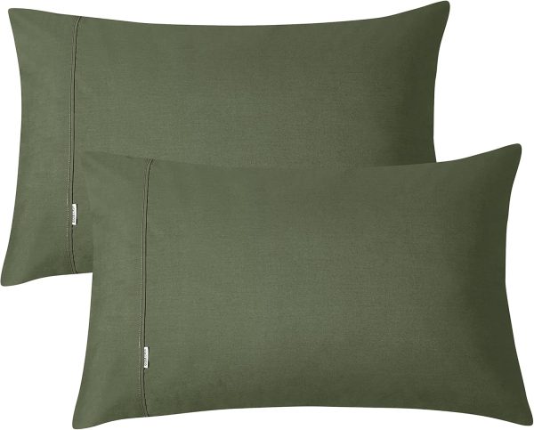 Vintage Washed 100% Cotton Sheet Set with 2 Pillowcases - Khaki Green - Double Online