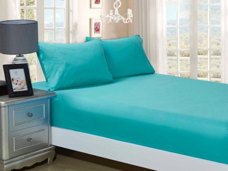 1000TC Ultra Soft Fitted Sheet & Pillowcase Set - King Single Size Bed - Teal Cheap