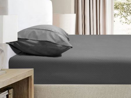 Ramesses 2000TC Bamboo Embossed Fitted Sheet Combo Set Charcoal King Single Supply