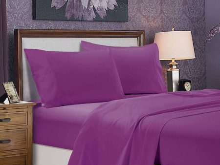 1000TC Ultra Soft King Single Size Bed Purple Flat & Fitted Sheet Set Cheap