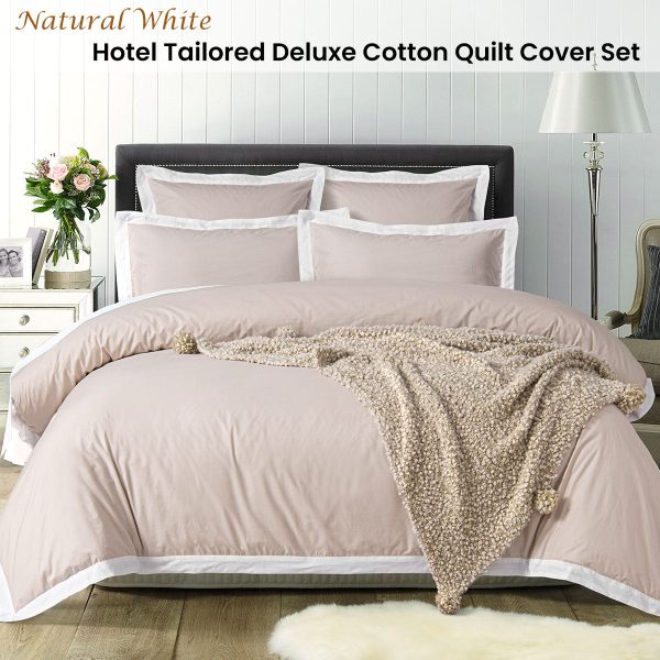 Accessorize White Natural Tailored Hotel Deluxe Cotton Quilt Cover Set Super King For Discount