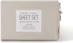 Vintage Washed 100% Cotton Sheet Set with 2 Pillowcases - Natural - King Size Sale