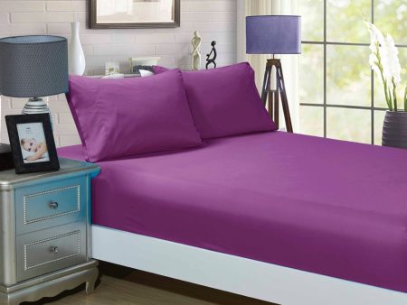 1000TC Ultra Soft Fitted Sheet & Pillowcase Set - Single Size Bed - Purple Discount