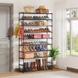 10 Tier Black Shoe Rack Metal Shoe Storage Organizer Rack 50-Pair Large Capacity Supply