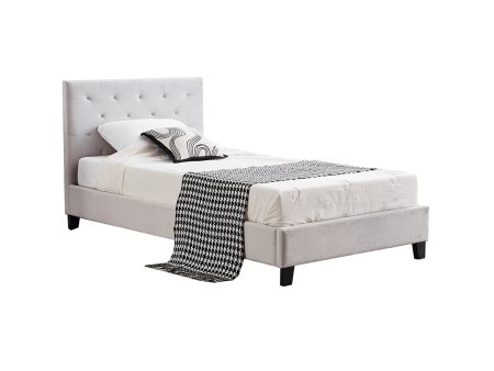 Winston Light Grey Velvet Tufted Bed - King Single Cheap