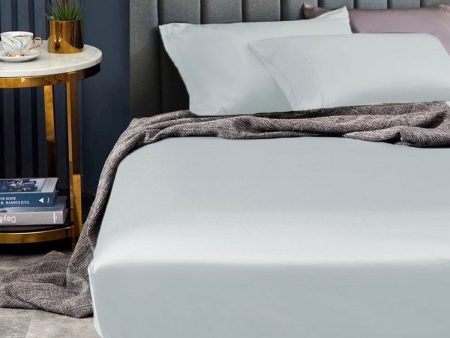 Ramesses 1500TC Elite Egyptian Cotton Sateen Fitted Sheet Combo Set Ice Blue King Single on Sale