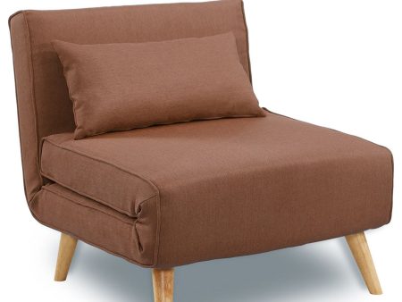 Sarantino Adjustable Chair Single Sofa Bed Faux Linen - Brown For Cheap