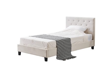 Winston Beige Velvet Tufted Bed - King Single Supply