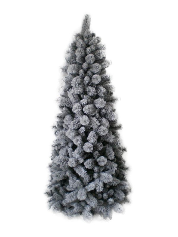 Albero di Natale Innevato Slim H 180cm con Base a Croce in Ferro Pieghevole Online Hot Sale