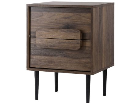 Artiss Bedside Table Nightstand 2 Drawers - Walnut Supply