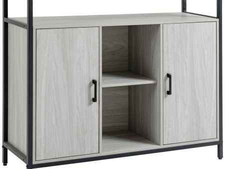 Easycomfort Credenza Moderna in Legno con 2 Armadietti e Ripiani, Mobile Cucina e per Ingresso Grigio Chiaro, 100x34x87.2cm For Sale