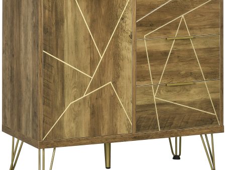 EasyComfort Mobile Multiuso con Armadietto e 3 Cassetti in Legno e Acciaio, 84x39x80.7cm, Bronzo For Cheap