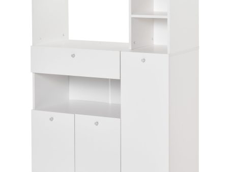 Easycomfort Mobile Cucina per Microonde con Armadietti, Mensole e Cassetto, Credenza Moderna in Legno 90x40x120cm Bianco For Discount